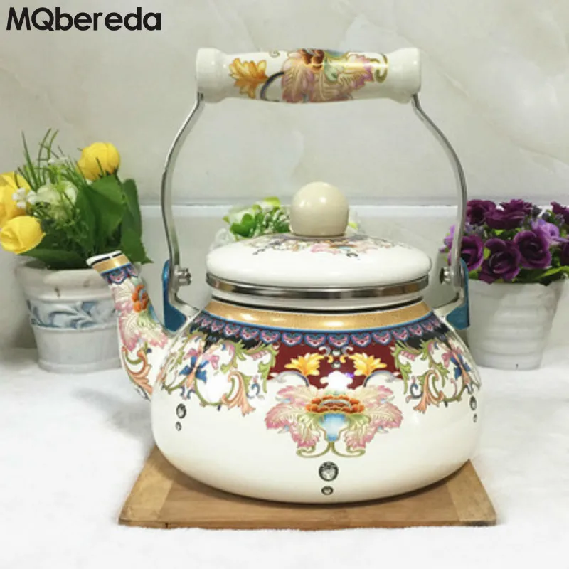 Высокое качество 1.5L Маленький милый водный эмалированный чайник утолщение небольшой кунг-фу чайник газовый Тип индукционная плита