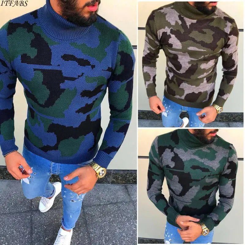 Осенне зимний новый модный мужской пуловер с длинным рукавом Свободный Вязаный