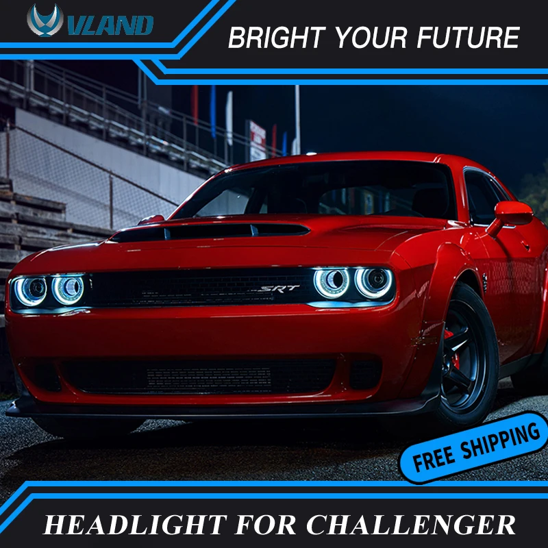 Светодиодный Halo проектор налобный фонарь для Dodge Challenger головной светильник 2008 2014