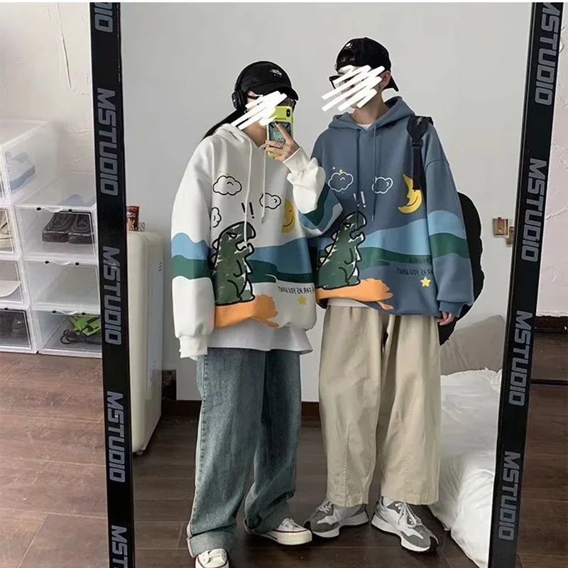 

Winter Hoodie Women's Hip Hop Loose Hoodie Oversized Casual Letter Print Sweatshirt Women's Long Sleeve Top Printed Couple Wear