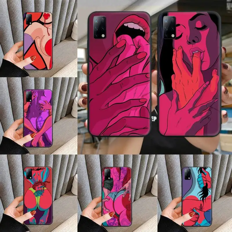 

Sexy lady Red lips hot girl Phone Case for Samsung S6 S7 S8 S9 S10 edge plus S10 5G S20 S21 S30ultrs 5G Fundas Cover