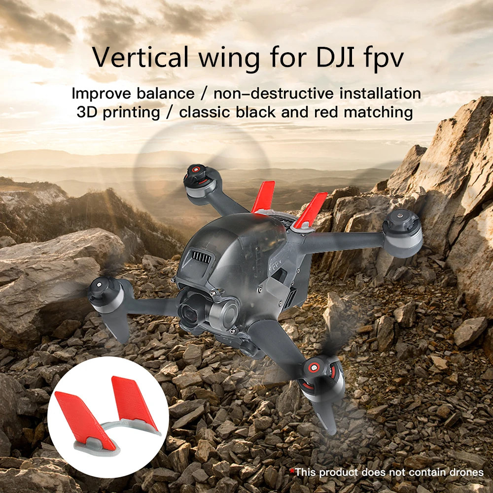 

1 Set 3D Printing Vertical Tail Blades Stabilizer Spoiler for DJI FPV Drone Access