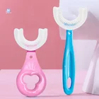 Детские Силиконовые Зубные щетки с ручкой, Детские зубные щетки U-образной формы для ухода за полостью рта, щетки для чистки зубов