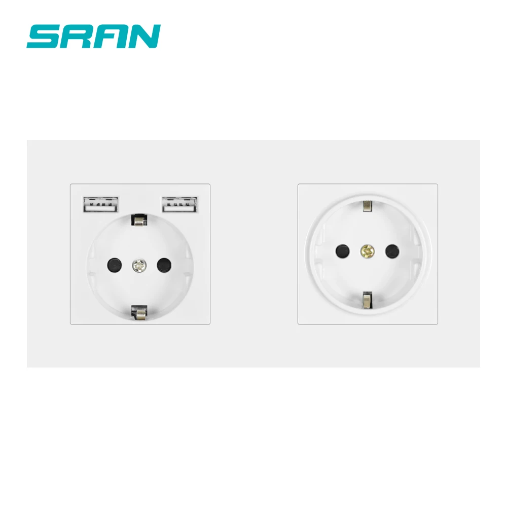 Настенная розетка SRAN с 3 рамами европейская заземленная электрическая usb панелью