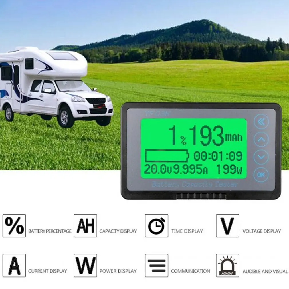 

50A-500A TF03K Multifunctional Coulomb Meter Electric Car Touring Car Battery Power Capacity Monitoring Indicator Voltmeter