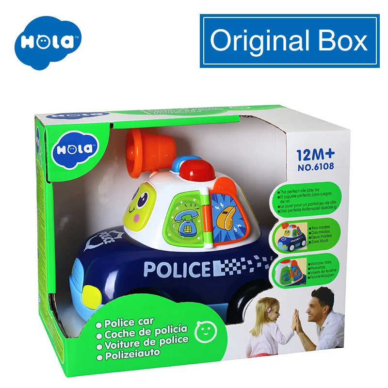 original box HOLA 6108 игрушечный автомобиль, Детская мультяшная игрушка, автомобиль с музыкой и светильник, вертолет, полицейское такси, скорая помощь, детский подарок - Цвет: original box