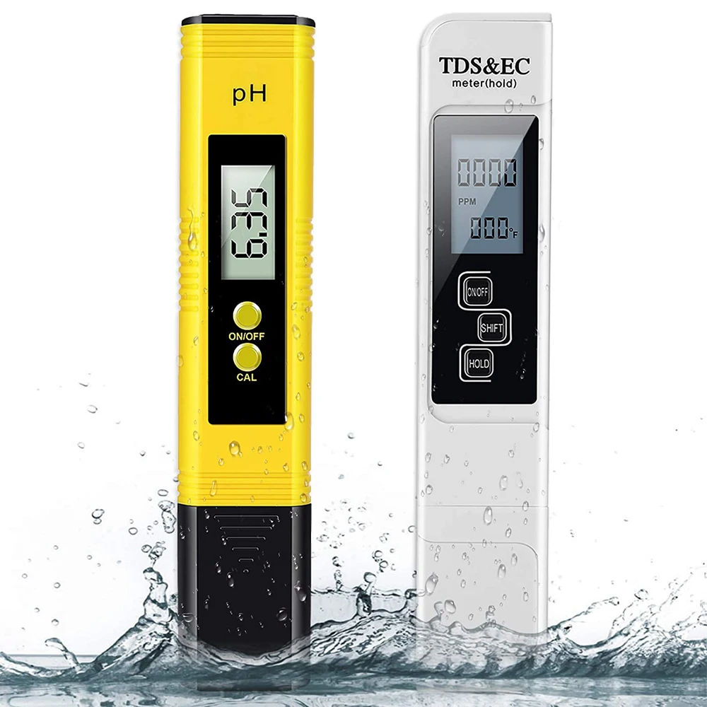 High Accuracy TDS Meter Digital Water Tester Digital 0-14 PH Meter Tester 0-9990ppm TDS&EC LCD Water Purity PPM Aquarium Filter