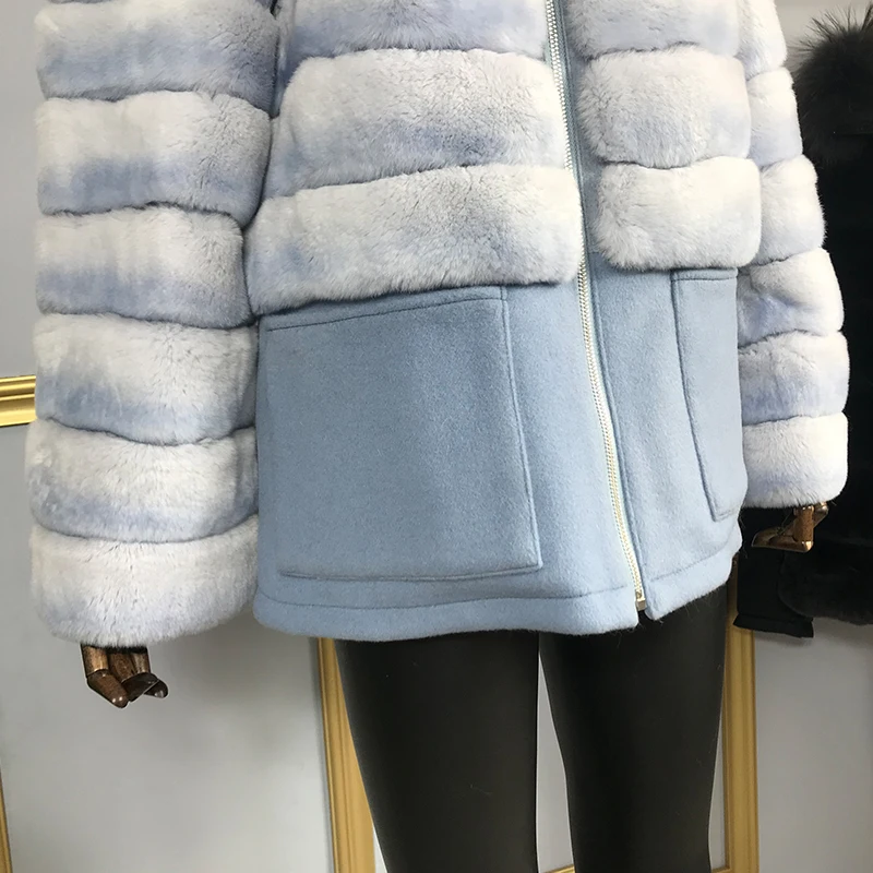 Пальто из натурального кроличьего меха зимняя женская новая модная стеганая