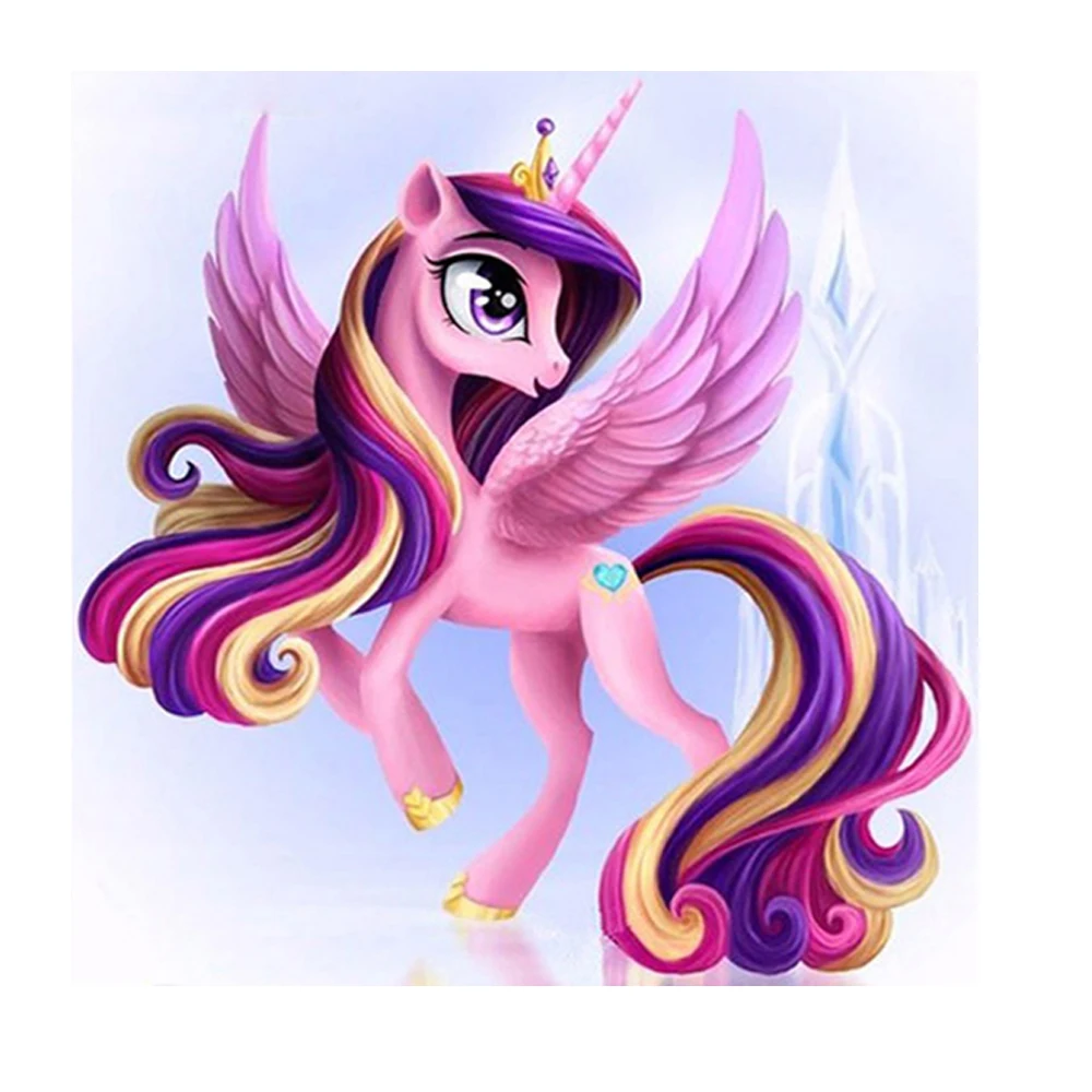 

Princes DIY Diamond Painting Cross Stitch Princess Pony Mosaic Full Round Square Drill Embroider Home Decor Needlwork Rhinestone
