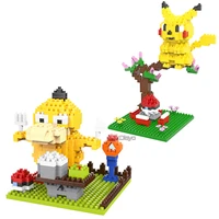 2021 new pok%c3%a9mon series pikachu psyduck model diamond small particle puzzle assembled childrens toy gift