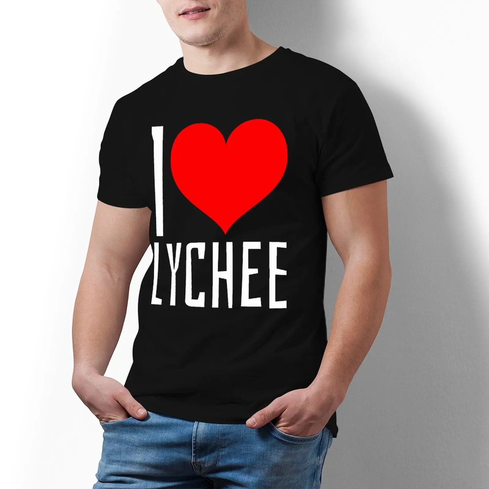 

Футболка Lychee мужская с принтом, милая тенниска из 100 хлопка, Классическая майка с короткими рукавами, большие размеры