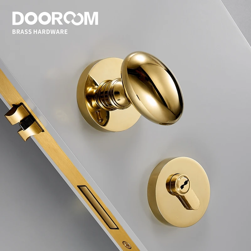 Dooroom латунный дверной замок набор современный Блестящий PVD золотой интерьер
