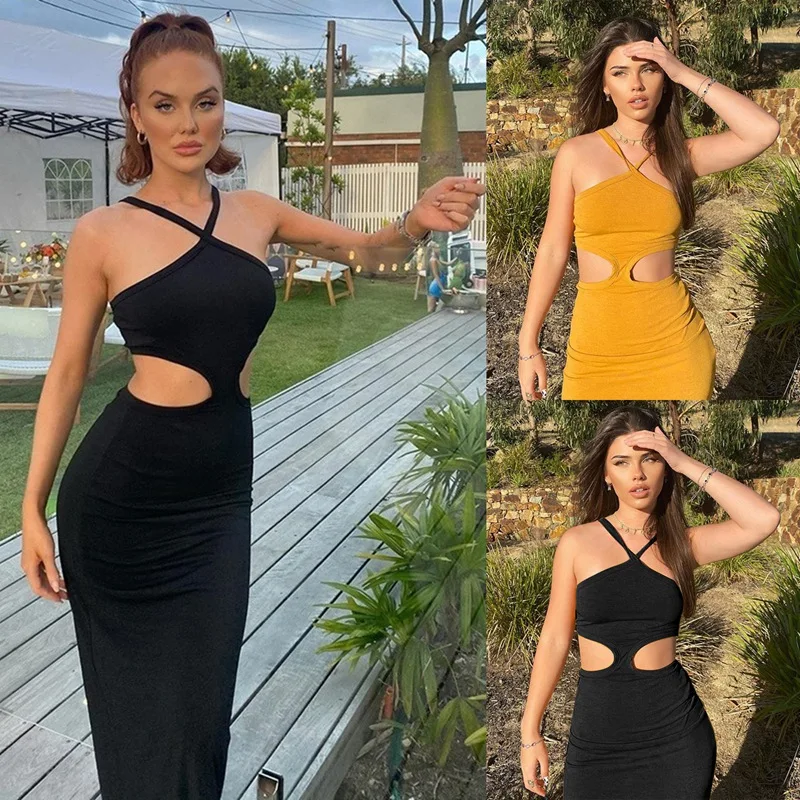 

Women's New Hollow Bag Hip Skirt Sling Open Back Sexy Slim Dress