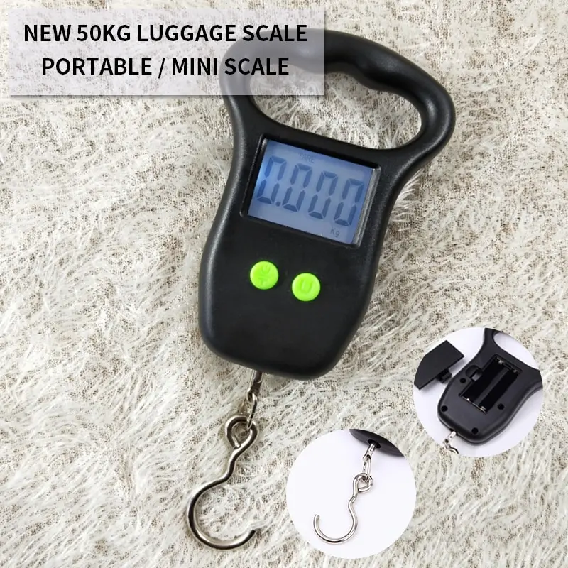 

Digital Luggage Scale Comfortable Handle 110lb/50kg portable pocket scale Hanging Hook Electronic Fish Scale with Backlit LCD