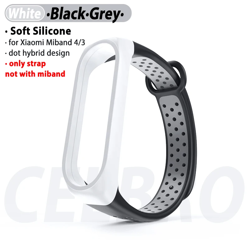 Black Grey Цветной браслет для Xiaomi mi 3 4 спортивный ремешок силиконовый ремешок для Xiaomi mi 3 4 Smartband mi Band 4 3 ремешок - Цвет: Black Grey