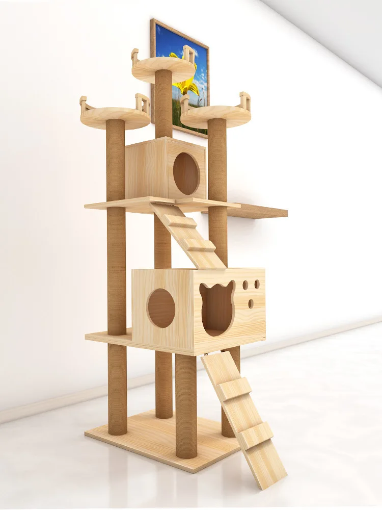 Большая прочная деревянная рама для лазания кошек устойчивая полка кошки