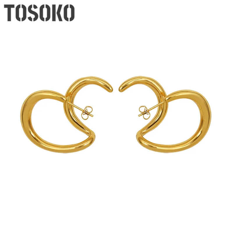 Женские витые серьги TOSOKO, ювелирные изделия из нержавеющей стали BSF438