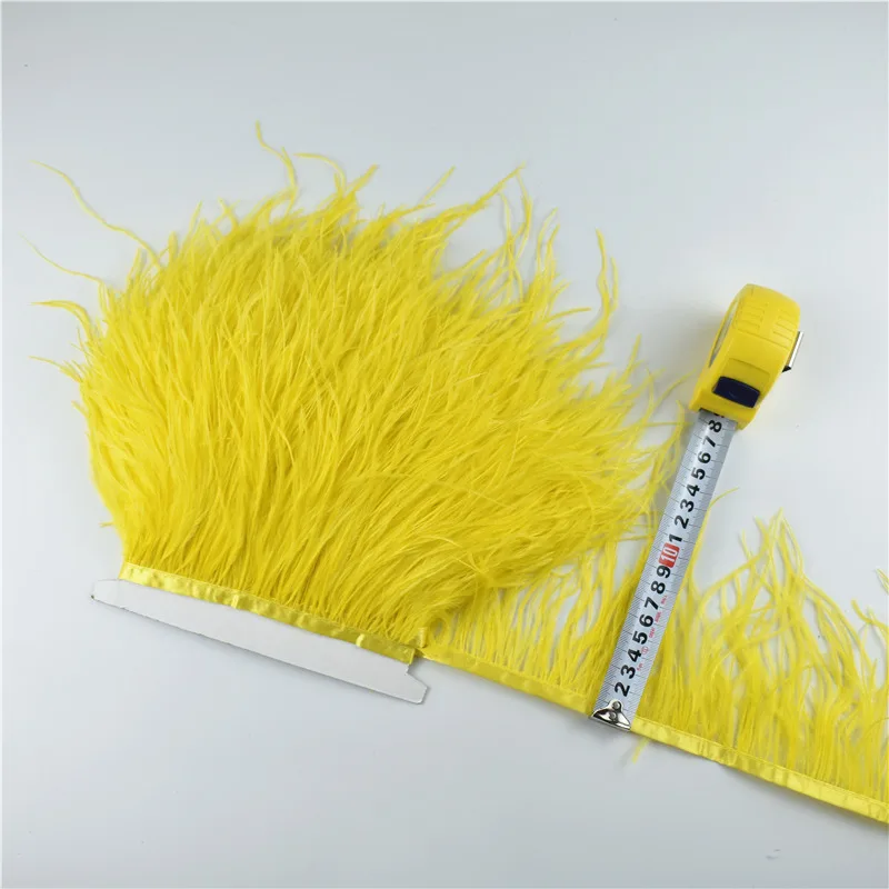 12 Yellow 1 метр 10-15 см обрезки страусовых перьев для юбки/платья белые страусиные перья ленты DIY перо для ремесла оперение одежды - Цвет: 12 Yellow