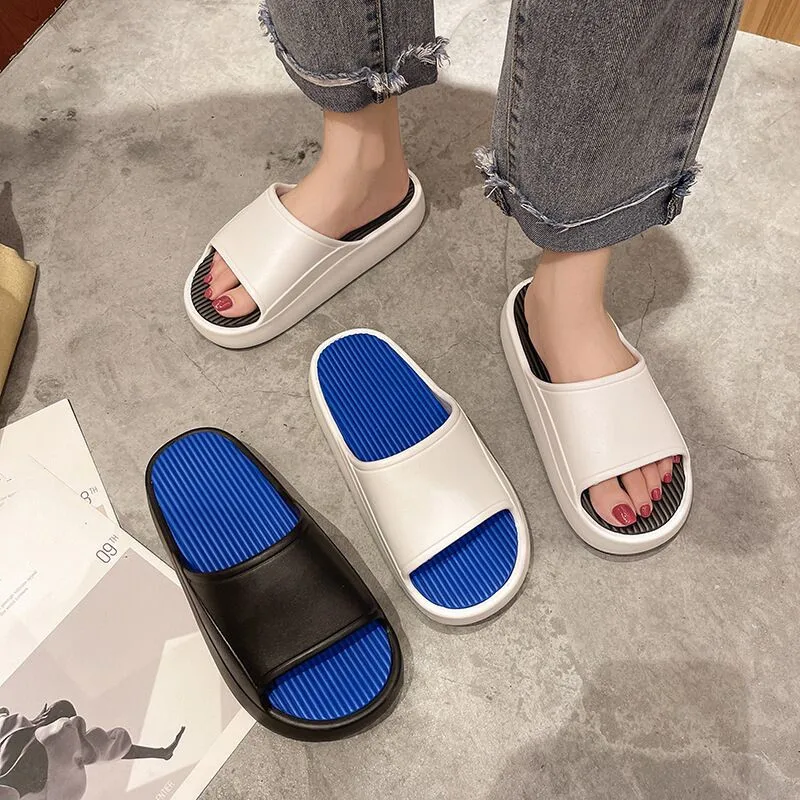 JIANBUDAN Outside Platform Slides Slippers Women Summer Shoes Home Bathroom Slippers Women Soft EVA Beach Garden Sandals