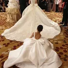 Платье цвета слоновой кости с цветочным рисунком для свадьбы, праздничное платье для девочек платье подружки невесты с большим бантом для маленьких девочек