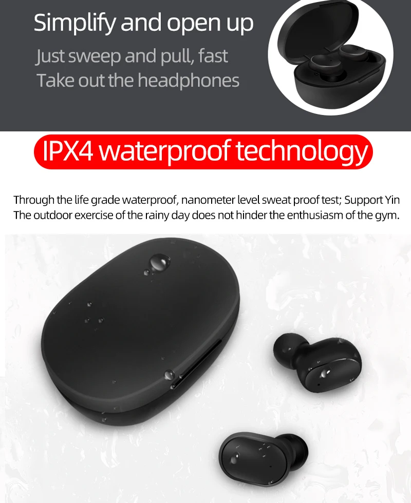 A6S TWS беспроводные Bluetooth наушники водонепроницаемые Hi-Fi стерео Bluetooth V5.0 игровые гарнитуры Airbuds с микрофоном PK Redmi Airdots
