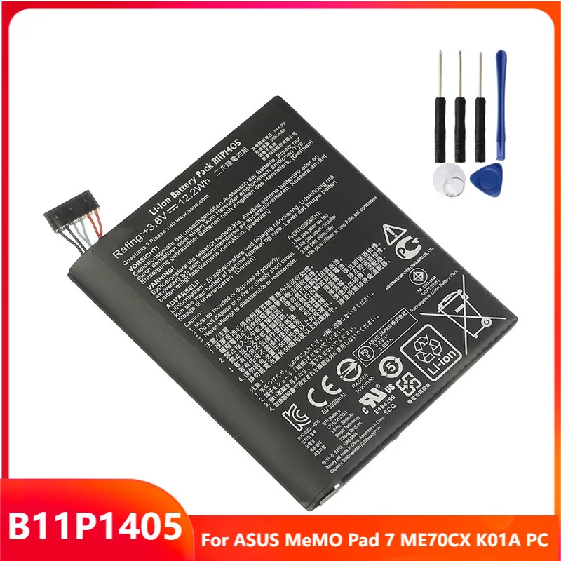 

Оригинальный сменный аккумулятор B11P1405 для планшета ASUS MeMO Pad 7 ME70CX K01A, оригинальные аккумуляторные батареи 3090 мАч с инструментами