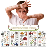 10 pack farm animals temporary tattoo stickers for children duck horse waterproof water transfer stickers gift for kids pupil