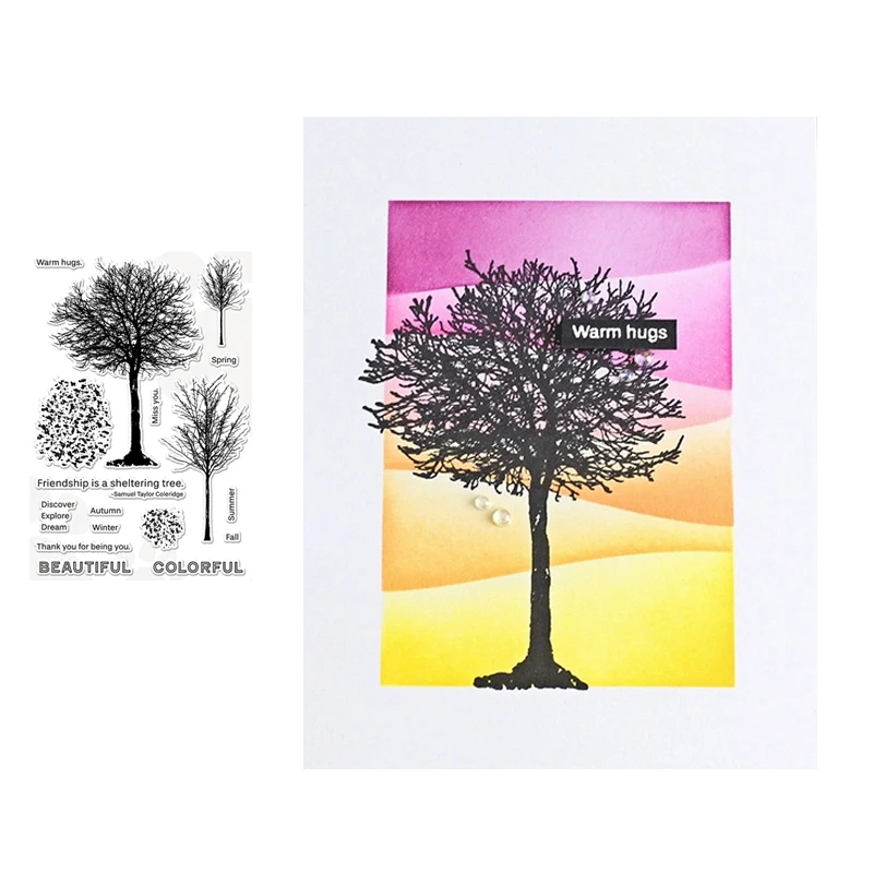 

2021 New Trees Colorful Letters Transparent Clear Silicone Stamp Seal DIY for Scrapbooking Photo Album Decorative Sheets Mould