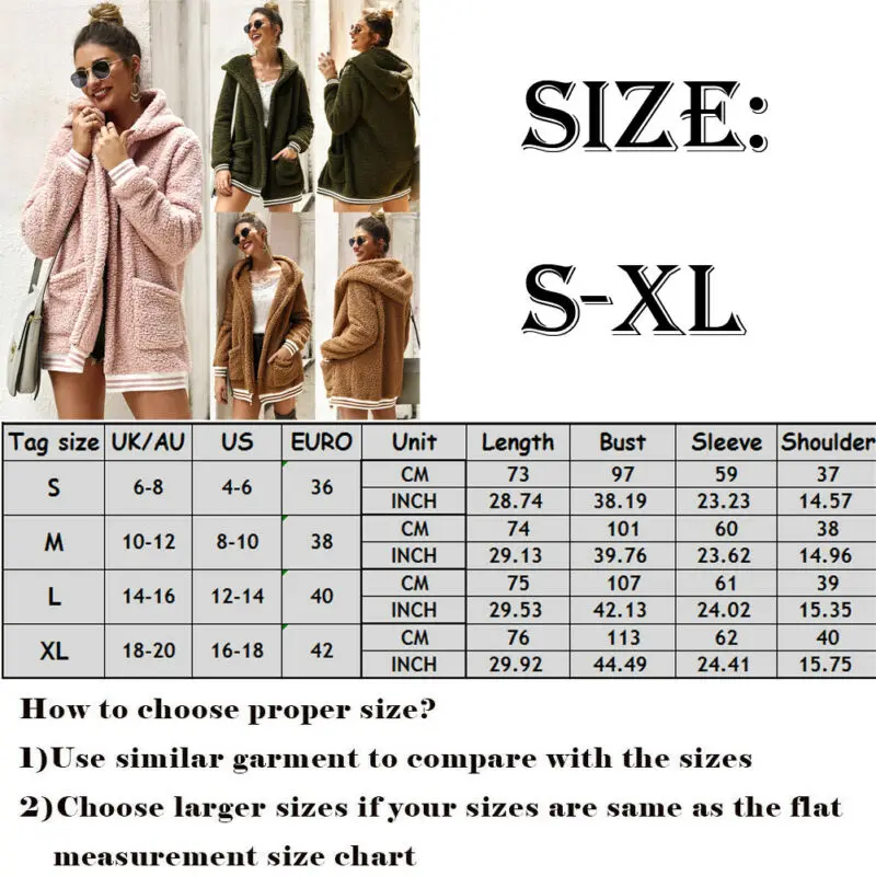 

Modish Stripe Women Long Sleeve Fleece Fluffy Cardigan Pocket Coat Parkas Outerwear