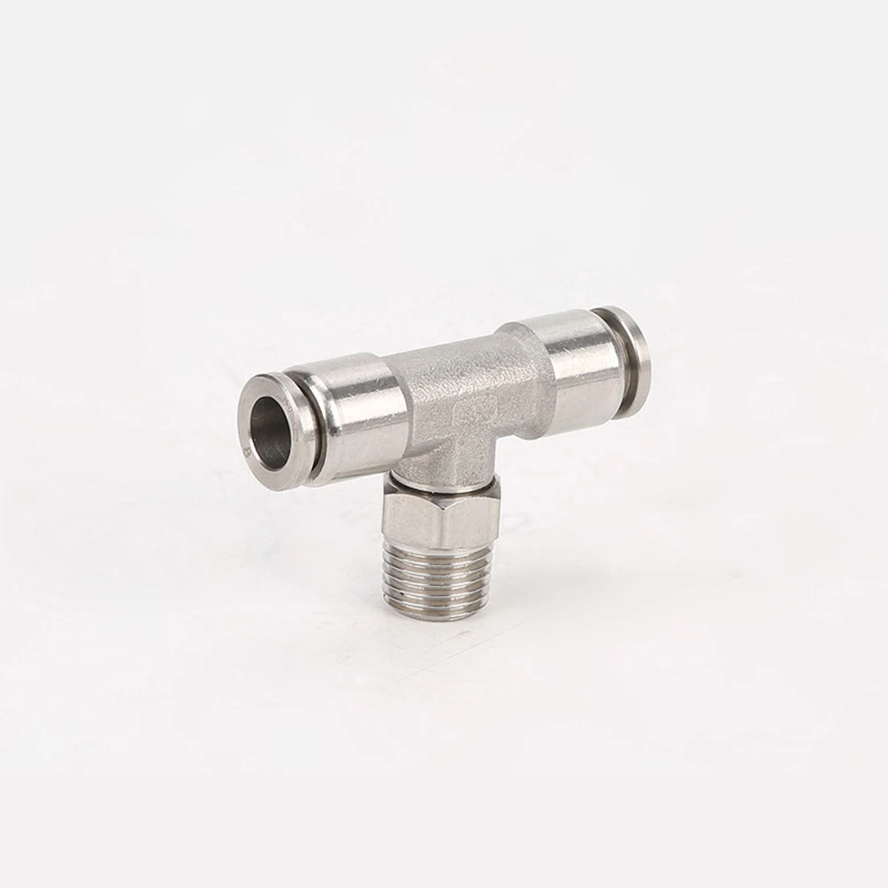 M5 M6 1/8 &quot1/4&quot 3/8 &quot1/2&quot BSPT Мужской Тройник 3 Way Пневматический 304 Нержавеющая Пресс