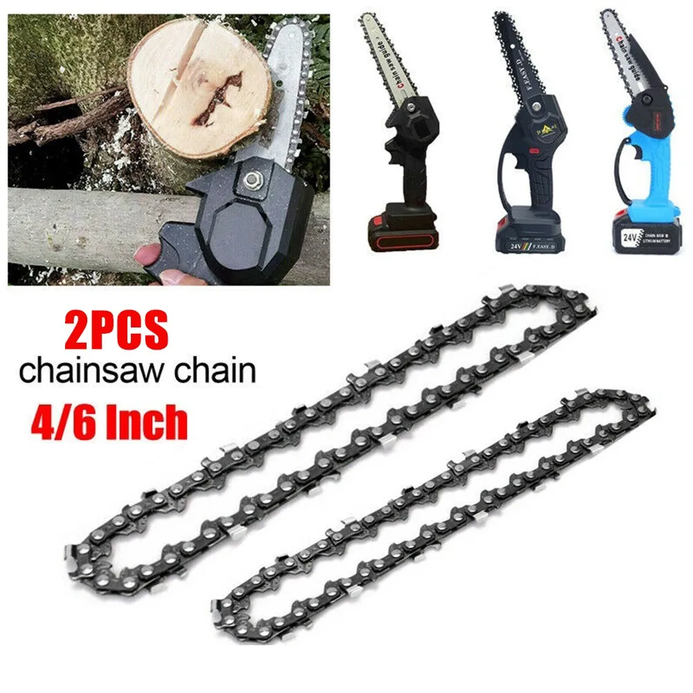 

2pcs 4/6Inch Alloy Steel Chainsaw Saw Chain Fits Electric Chain Saw Wood Cutter Electric Pruning Saw Accessory Garden Tool