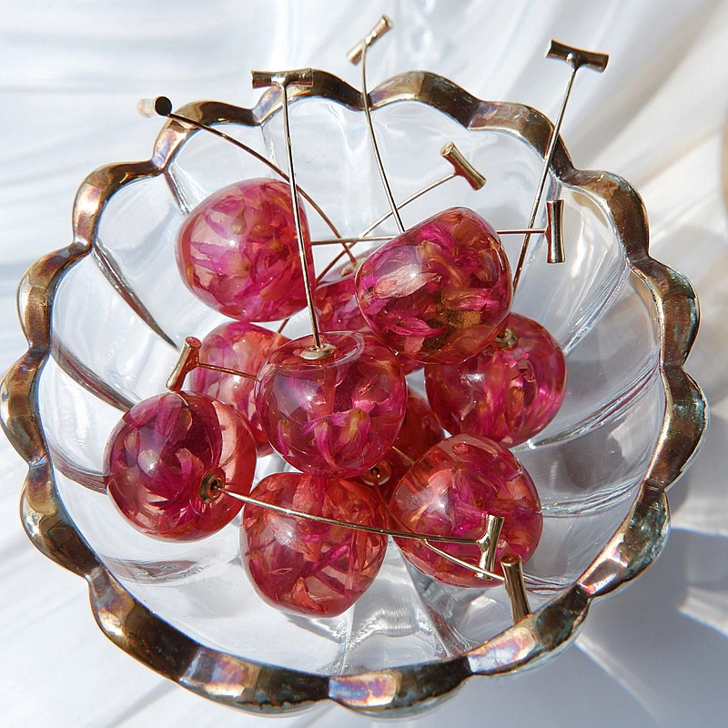 

Women Drop Earrings Contracted Sweet Cherry Modelling Long Dry Petal Earrings New Acrylic Fashion Drop Earrings Geometric Fine