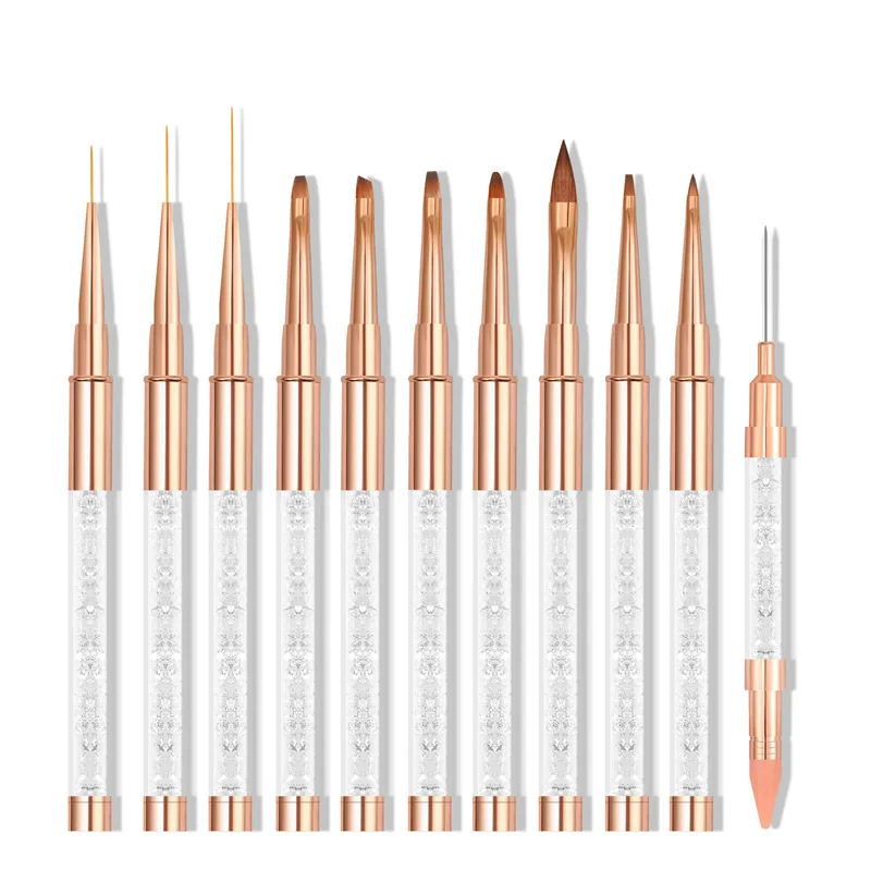 1Pcs Rose Gold High Qulity Nail Handle Nail Brush Liner Painting Pen Acrylic Drawing Brush For Nails Manicure Art Tool