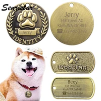 personalized retro military name dog tag custom engraved metal dog nameplate pet dog collar id name tags for labrador bulldog