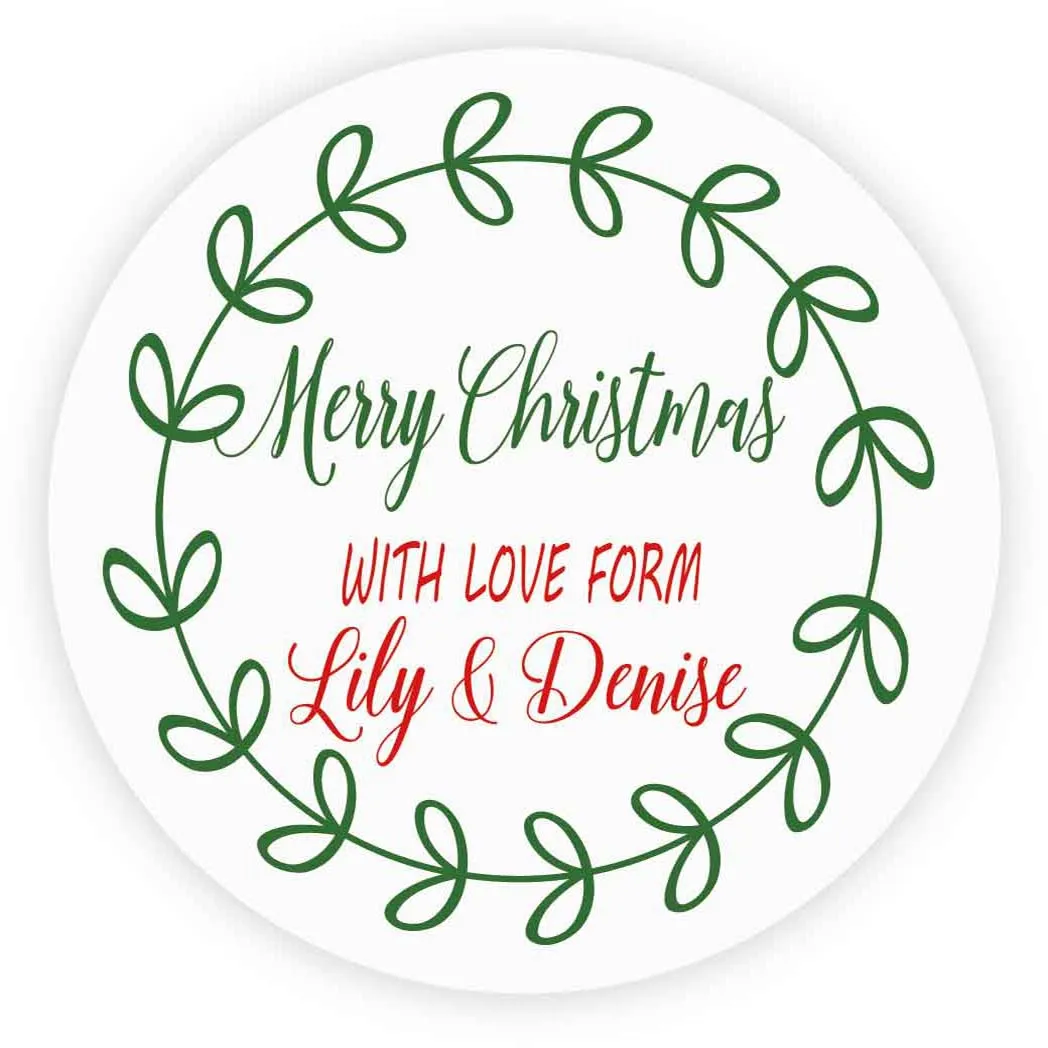 

DouxArt Customized Merry Christmas Stickers, 100 pcs 4cm Xmas Christmas Favors Party Invitations Gift Labels Stickers