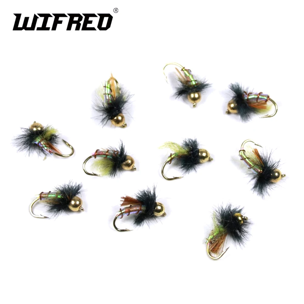 Голографическая латунная бусина Wifreo 10 шт. № 12 Нимфа Caddis Pupae мигающая тыловая