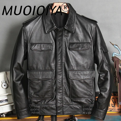 

Куртка MUOIOYIA из 2022 натуральной кожи, мужское короткое пальто из воловьей кожи, повседневные мужские куртки и пальто, одежда для осени и зимы, ...