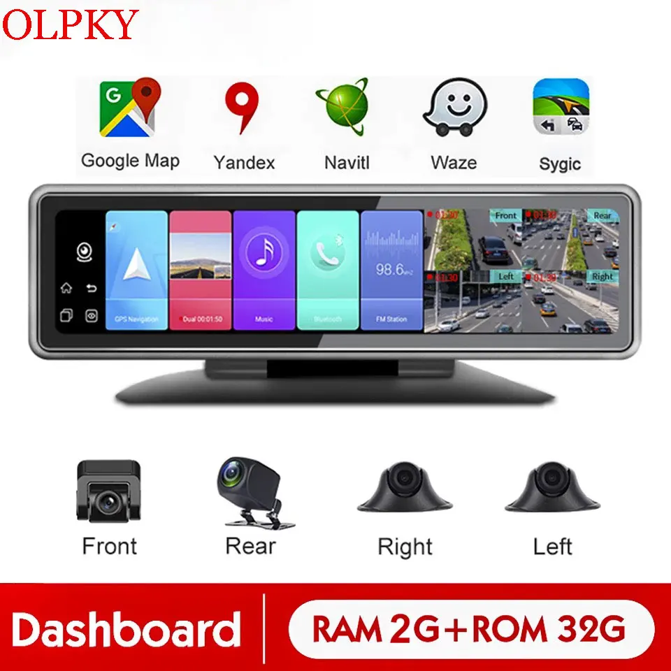 4G Android 9.0 Автомобильный видеорегистратор 360 Panaromic камера зеркало заднего вида 4