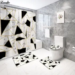 zeegle marble bath mat with shower curtain set printed polyester bathroom curtain toilet u shaped foot mats bathroom rug set free global shipping