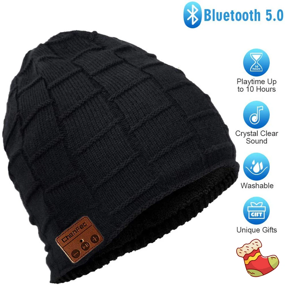 Новинка, беспроводная Bluetooth гарнитура, шапка, вязаная, Bluetooth 5,0, шапка, наушники, теплые зимние шапки, музыкальные наушники, лучший рождественский подарок
