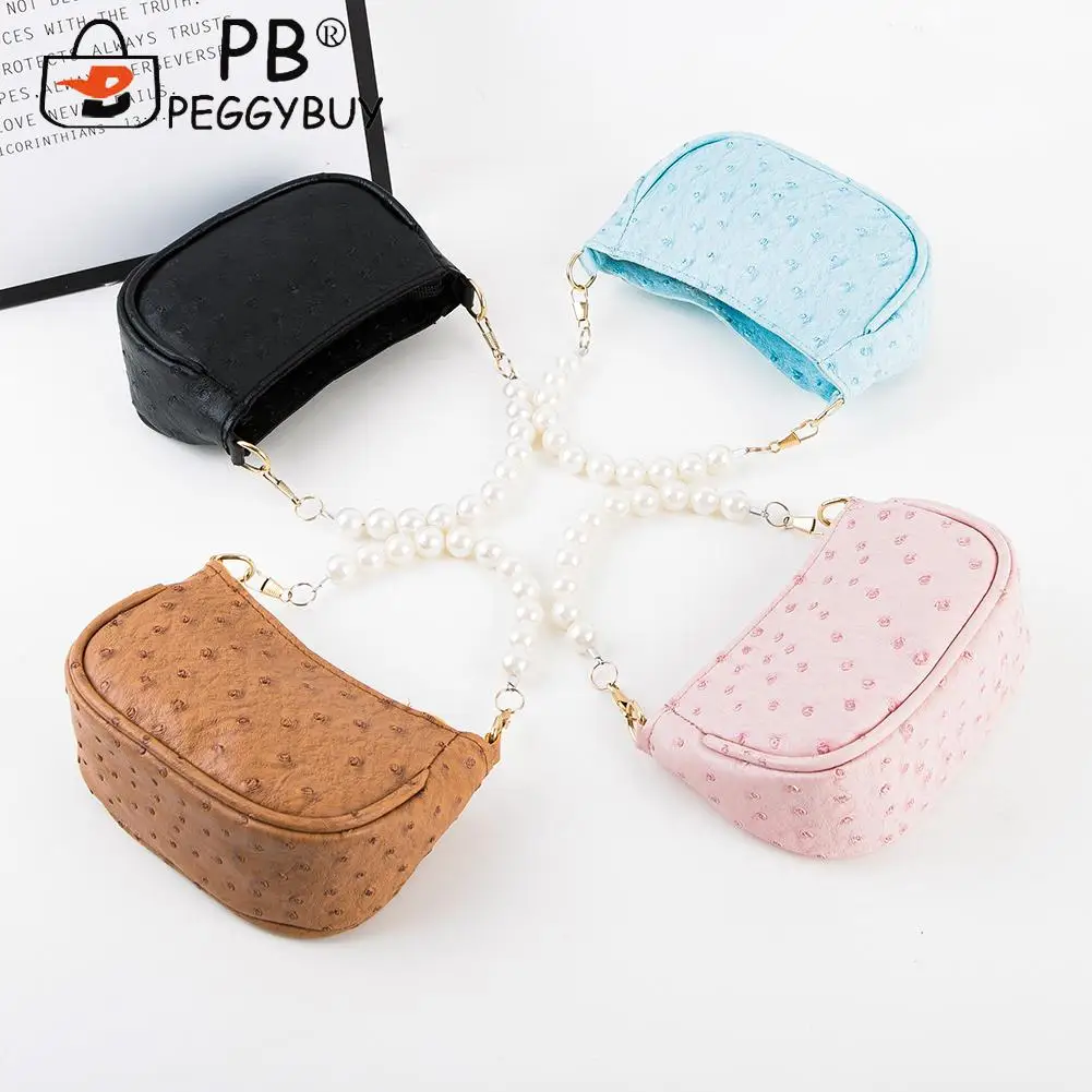 

Элегантные дамские мессенджеры на цепочке с жемчугом, однотонные сумки через плечо из искусственной кожи, женские сумки через плечо с страу...