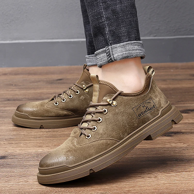 New Men Shoes High Quality Suede Leather Oxford Breathable Autumn Lace up Business Casual Outdoor Sneakers Comfortable | Обувь
