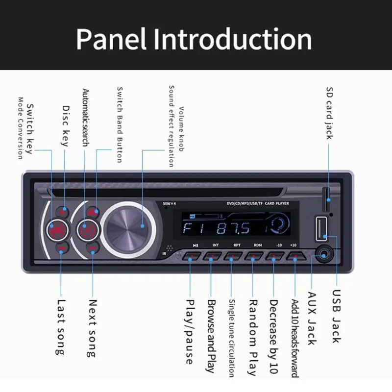 1 Din автомобильный Радио Bluetooth автомобильный стерео аудио mp3-плеер CD VCD dvd-проигрыватель AUX USB fm-радио 1din Авторадио
