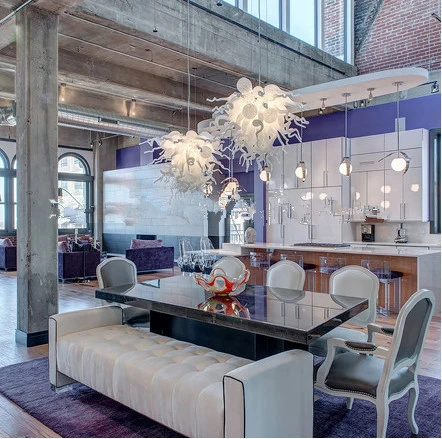 

Modern LED Glass Chandelier Nordic Dining Room Kitchen Light Romantic Hanging Lamps Lustre Lighting