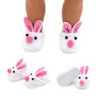for 43cm girl doll cute rabbit plush slippers pink white shoes for 18 inch american doll mini shoe doll dccessories