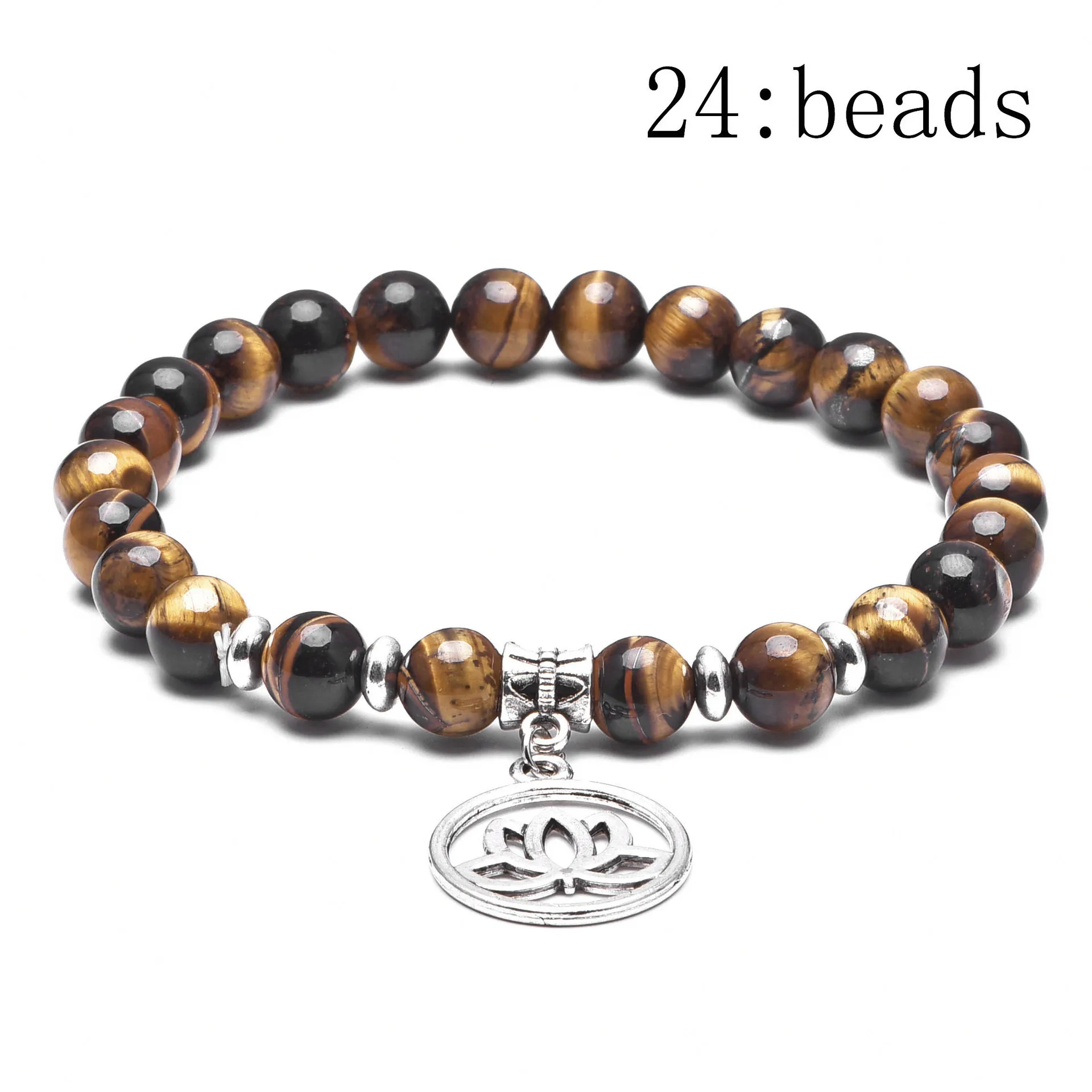 8 мм из тигрового глаза с Буддой бусины Браслет Подвески полый цветок лотоса йога