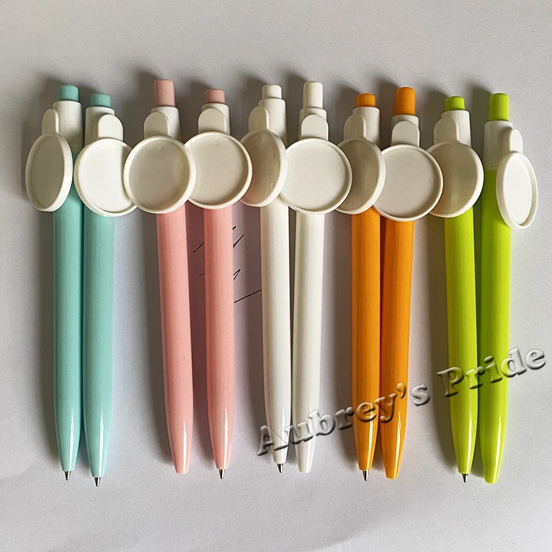 10Pcs White Green Pink Blue Orange Ball Pen For 1&quot 25mm Flat Sticker Image Metal Back Button Supplies Materials | Канцтовары для