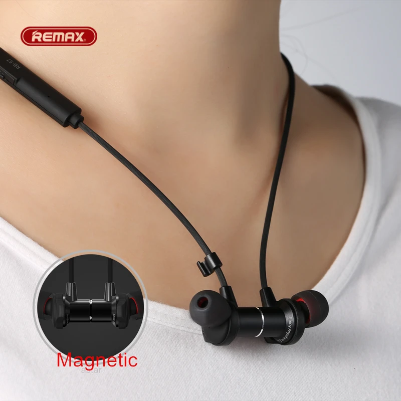 Remax Bluetooth-compatible 4.1 Magnetic Adsorption Metal hifi sports earphone for iphone Earbuds Mobile phone wireless headset |
