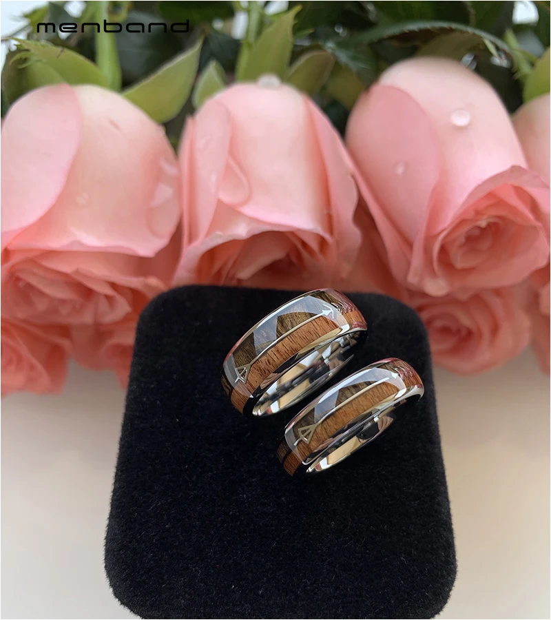 Кольцо из вольфрама для мужчин и женщин обручальное кольцо с 2 деревянными