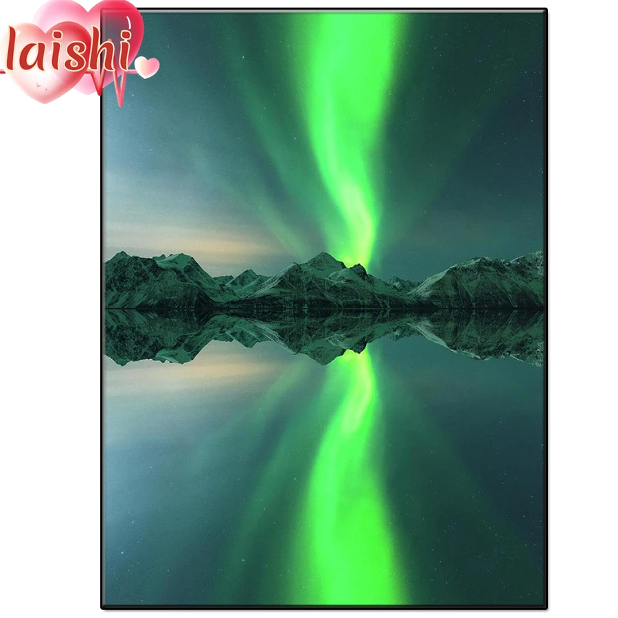 

5D Northern Lights Landscape Diamond Painting Cat Full Square Diamond Embroidery Pictures Of Rhinestones Mosaic Home Decor